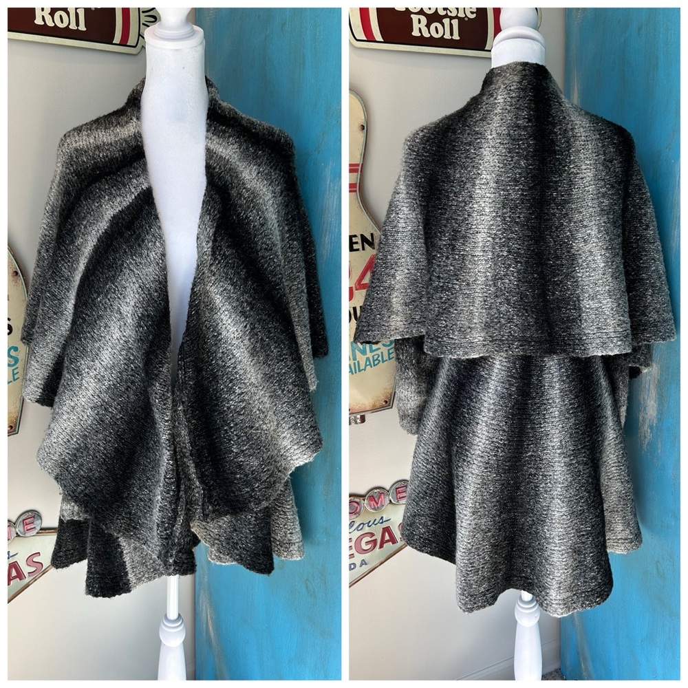 Tribal Gray Scale Oversized Cape CardiganSweater